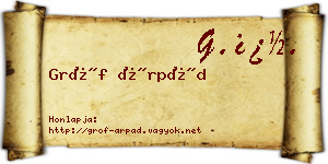 Gróf Árpád névjegykártya
